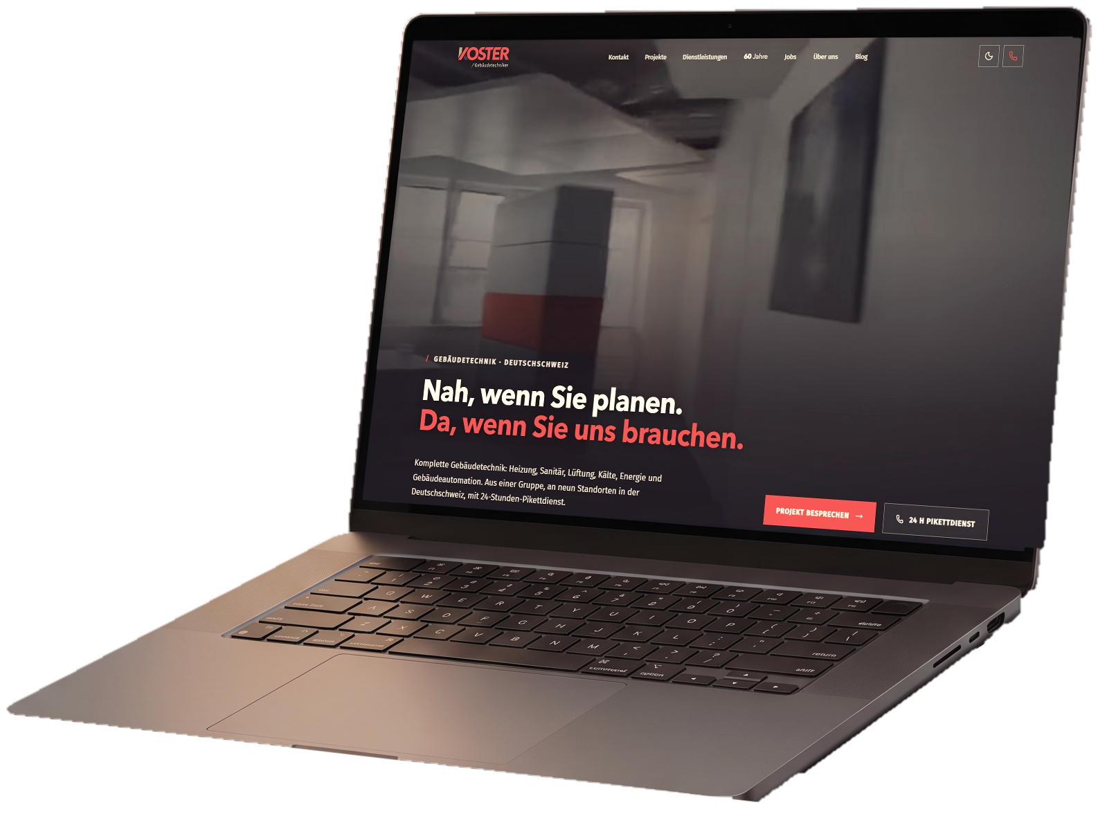 Die neue Website kosterag.ch auf einem Notebook